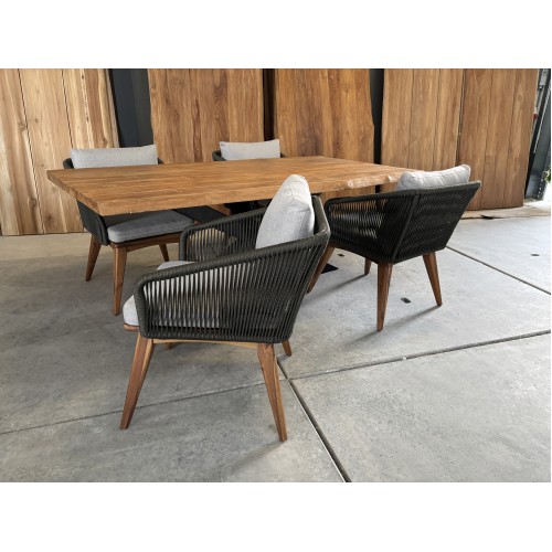 Dining set boomstam teak matrix of U poot "200" incl 4 Marisol