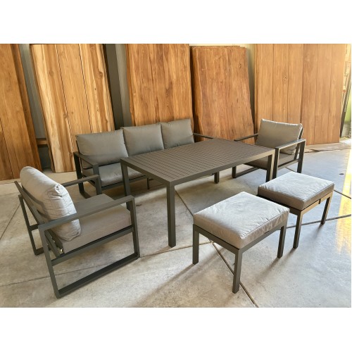 Loungeset Nayan 7 seater aluminium antraciet incl. 2 footrests