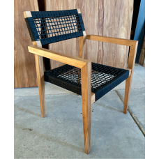 Tuin stapelstoel Vancouver teak rope zwart | afname per 6st